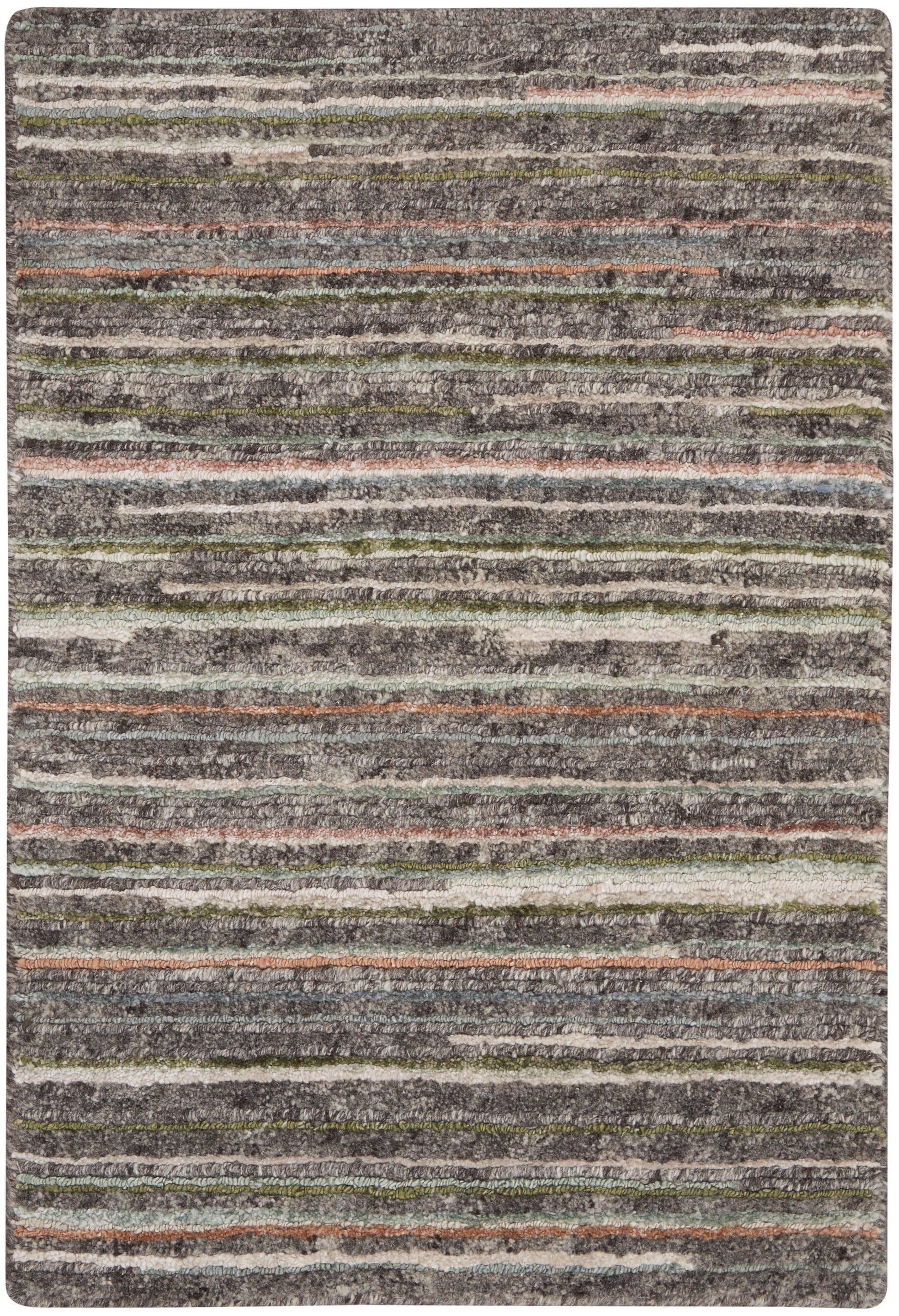 Nourison Home Plateau PAE01 Grey Green Contemporary Knotted Rug