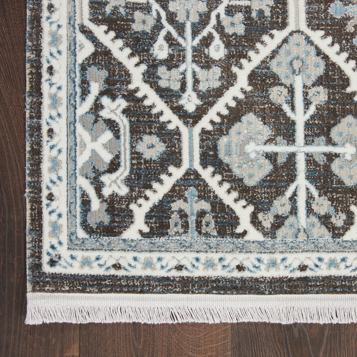 Nourison Home Lennox LEN02 Charcoal Ivory Blue  Transitional Machinemade Rug