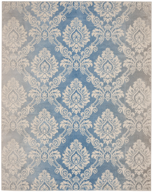 Nourison Home Elation ETN03 Ivory Blue  Traditional Machinemade Rug