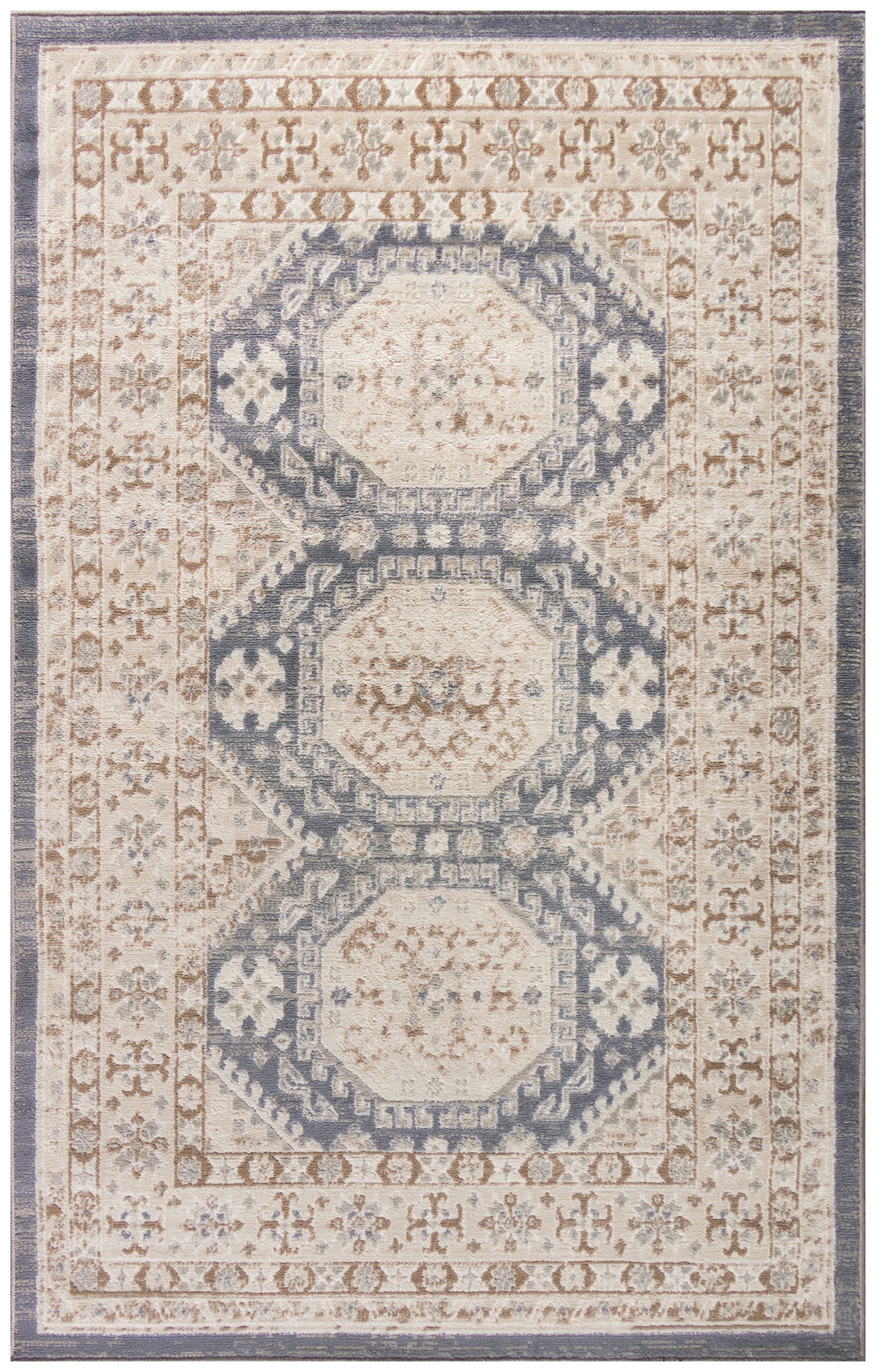 Nourison Home Serenity Home SRH01 Ivory Blue  Traditional Woven Rug