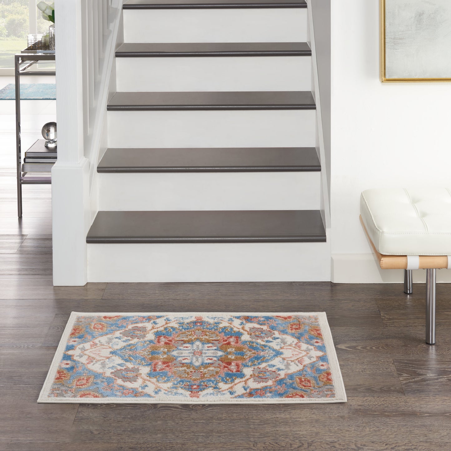 Nourison Home Elation ETN09 Ivory Blue  Traditional Machinemade Rug