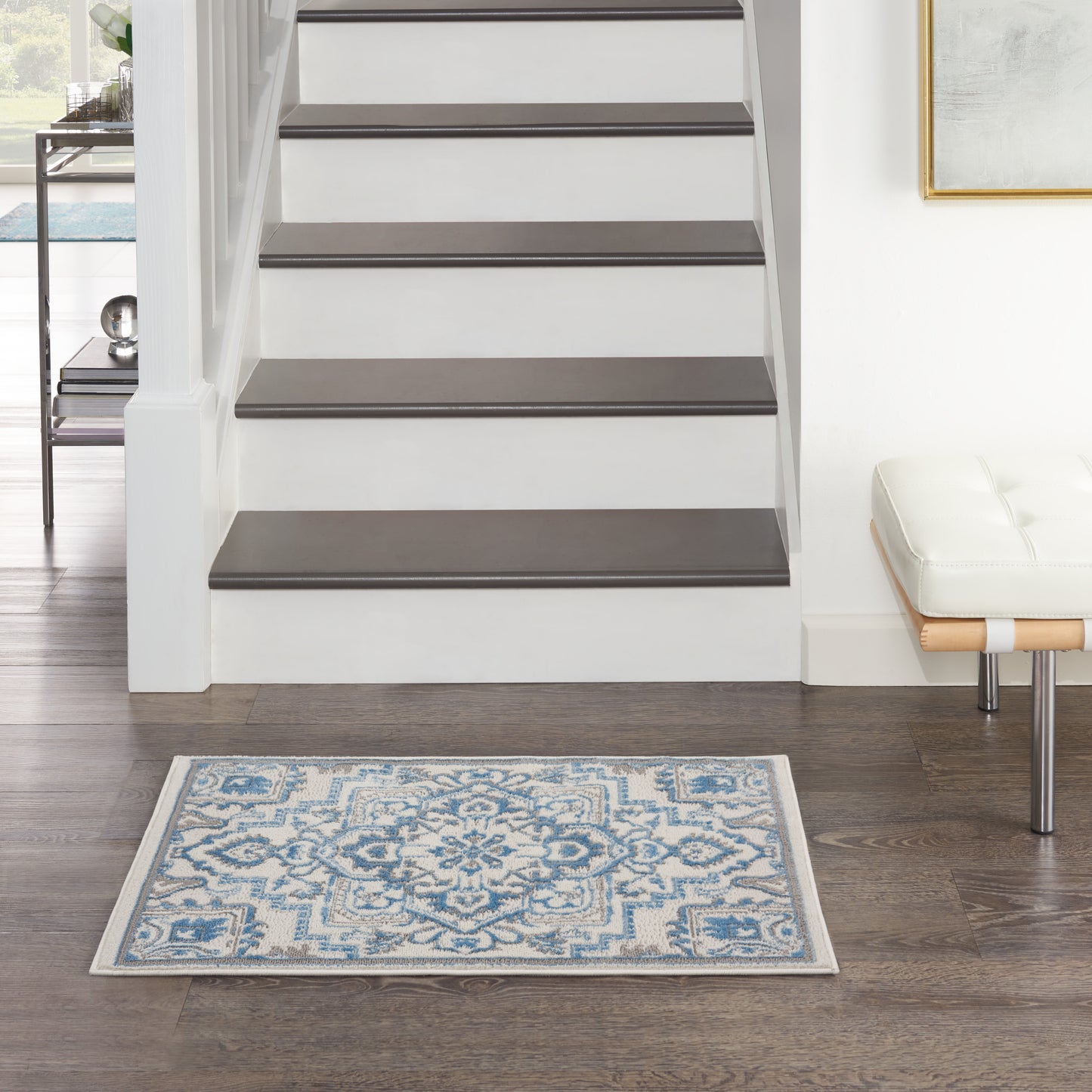 Nourison Home Elation ETN10 Ivory Blue  Traditional Machinemade Rug