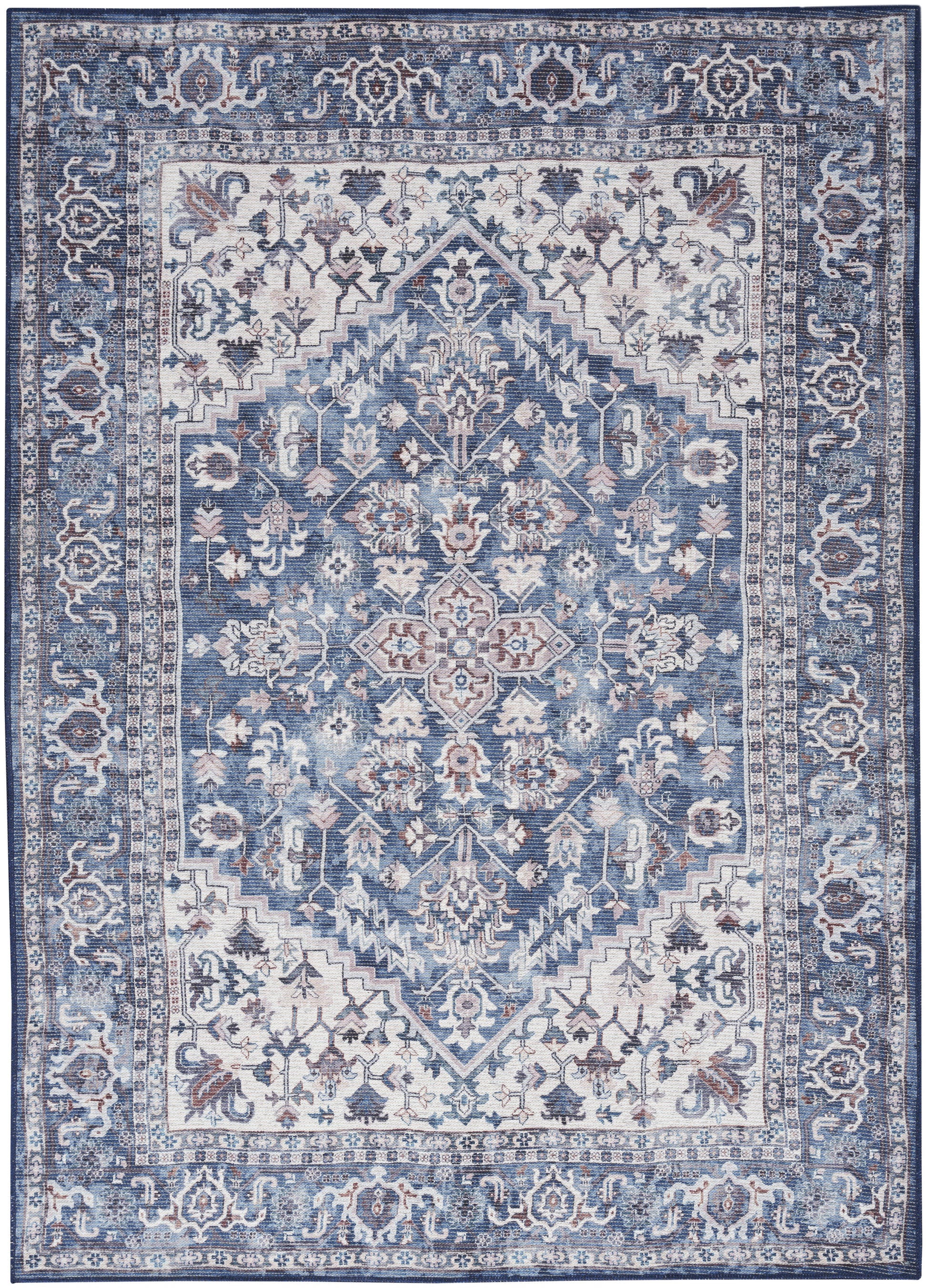 Nicole Curtis Machine Washable Series 1 SR104 Navy Ivory Traditional Machinemade Rug