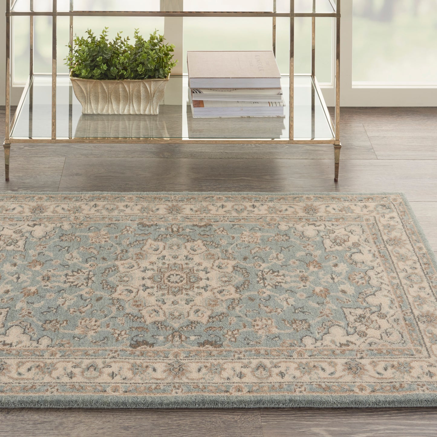 Nourison Home Living Treasures LI15 Aqua Ivory  Traditional Loom Rug