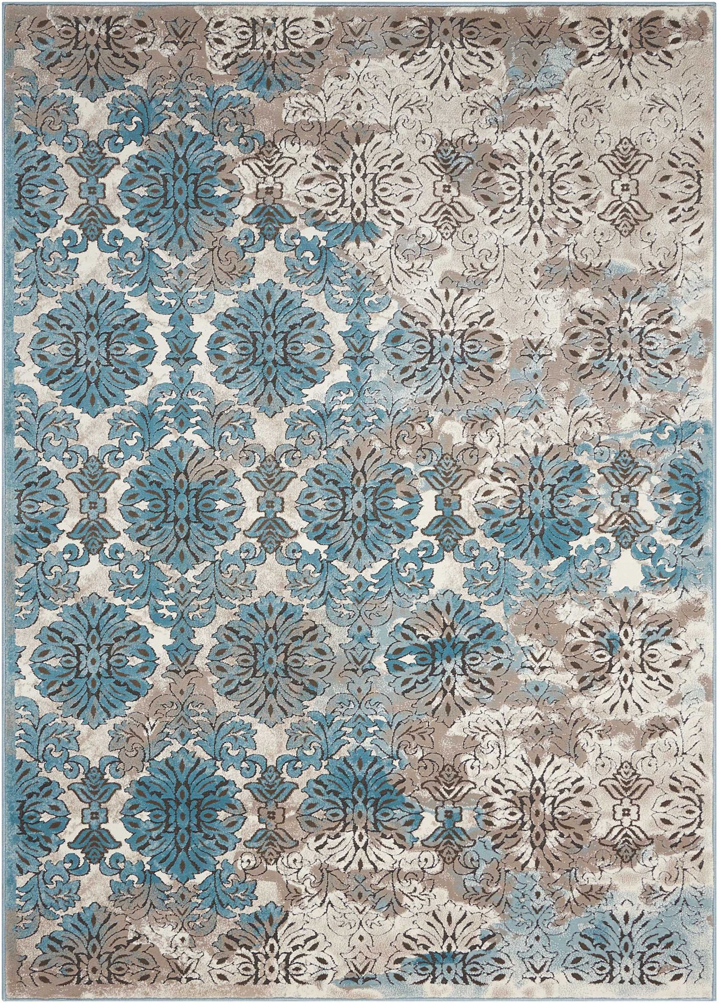 Nourison Home Karma KRM05 Ivory Blue Transitional Machinemade Rug