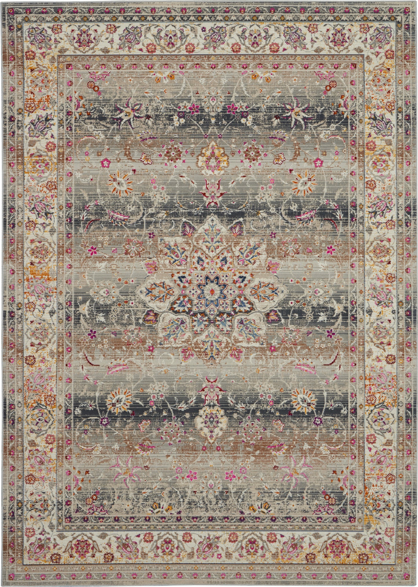 Nourison Home Vintage Kashan VKA01 Grey  Traditional Machinemade Rug