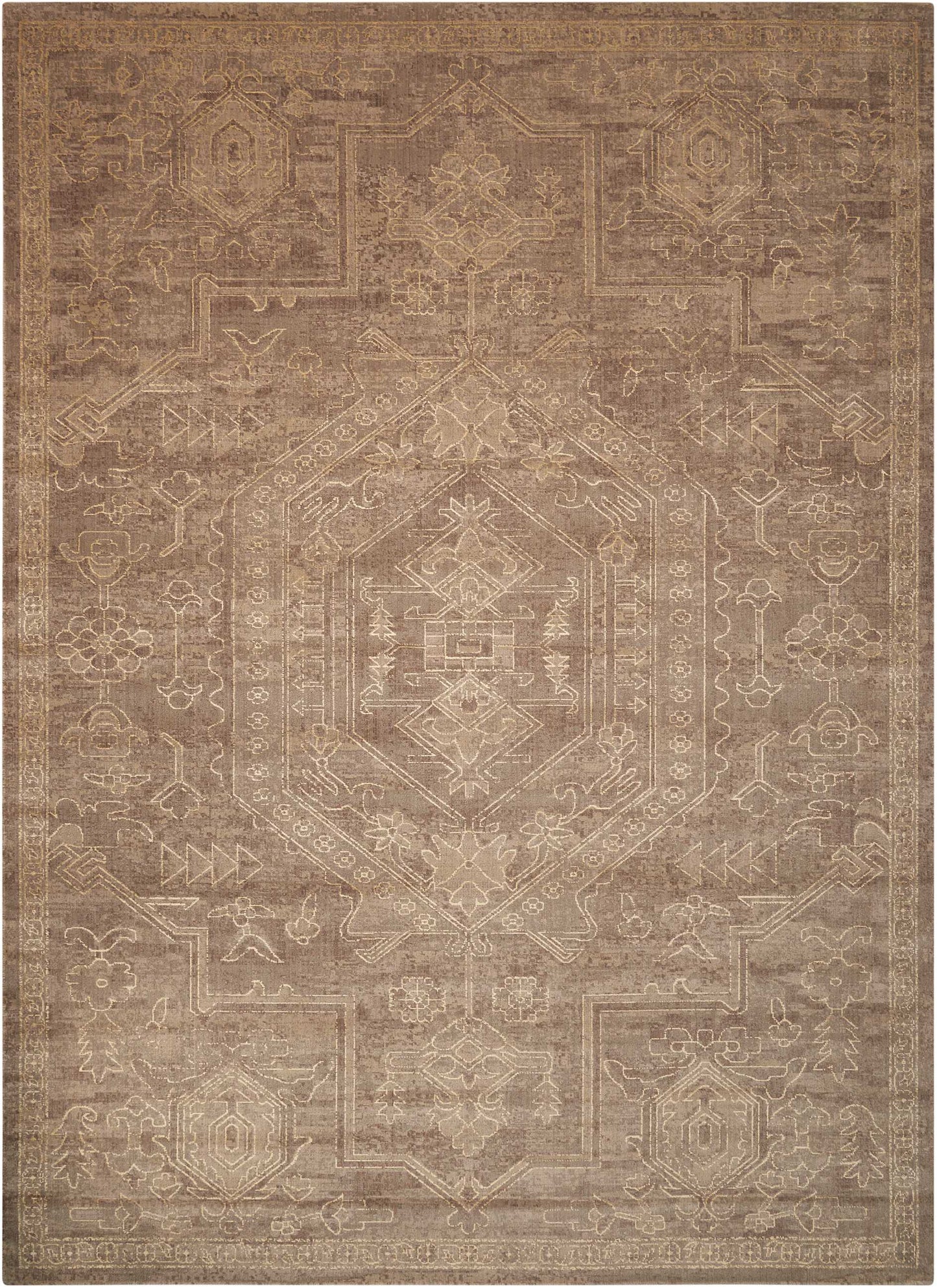 Nourison Home Silken Allure SLK15 Taupe  Traditional Loom Rug