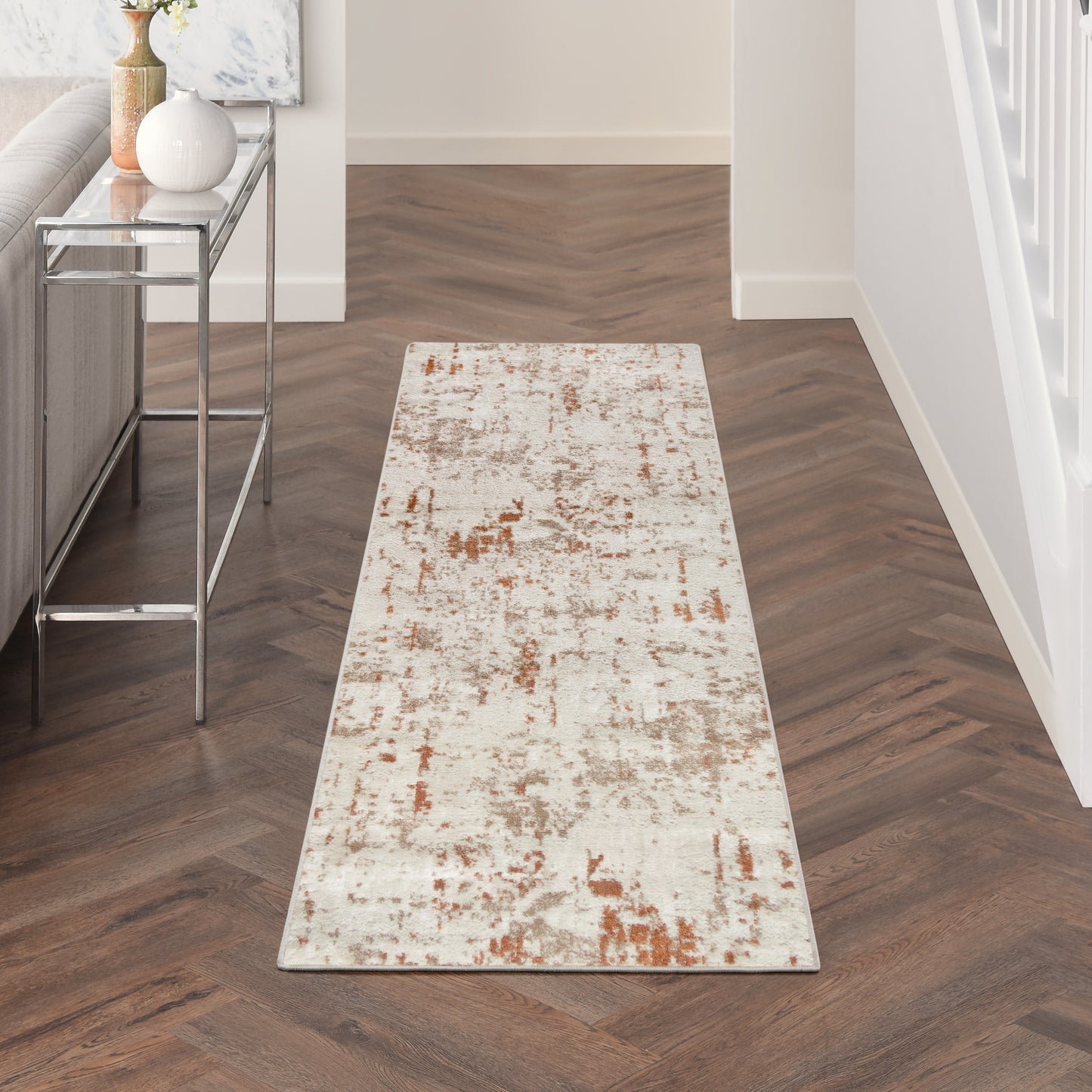 Nourison Home Quarry QUA01 Ivory Rust  Contemporary Machinemade Rug