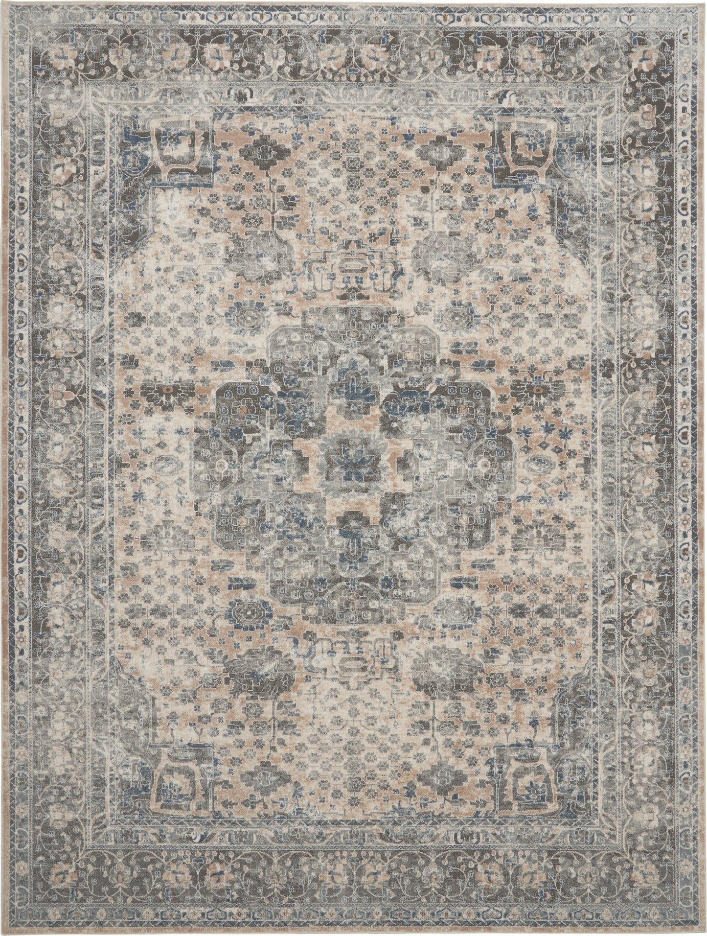 Nourison Home Quarry QUA07 Grey Ivory  Transitional Machinemade Rug