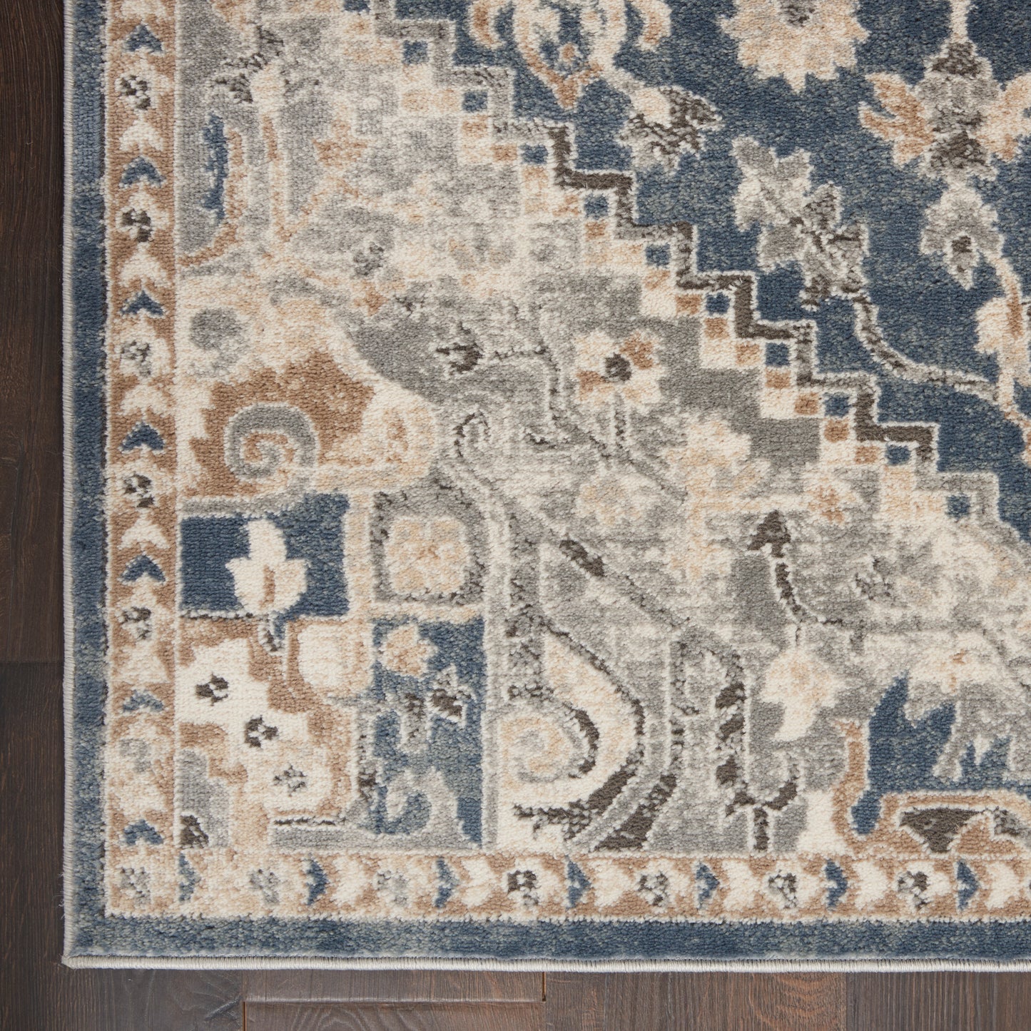 Nourison Home Quarry QUA08 Ivory Blue  Traditional Machinemade Rug