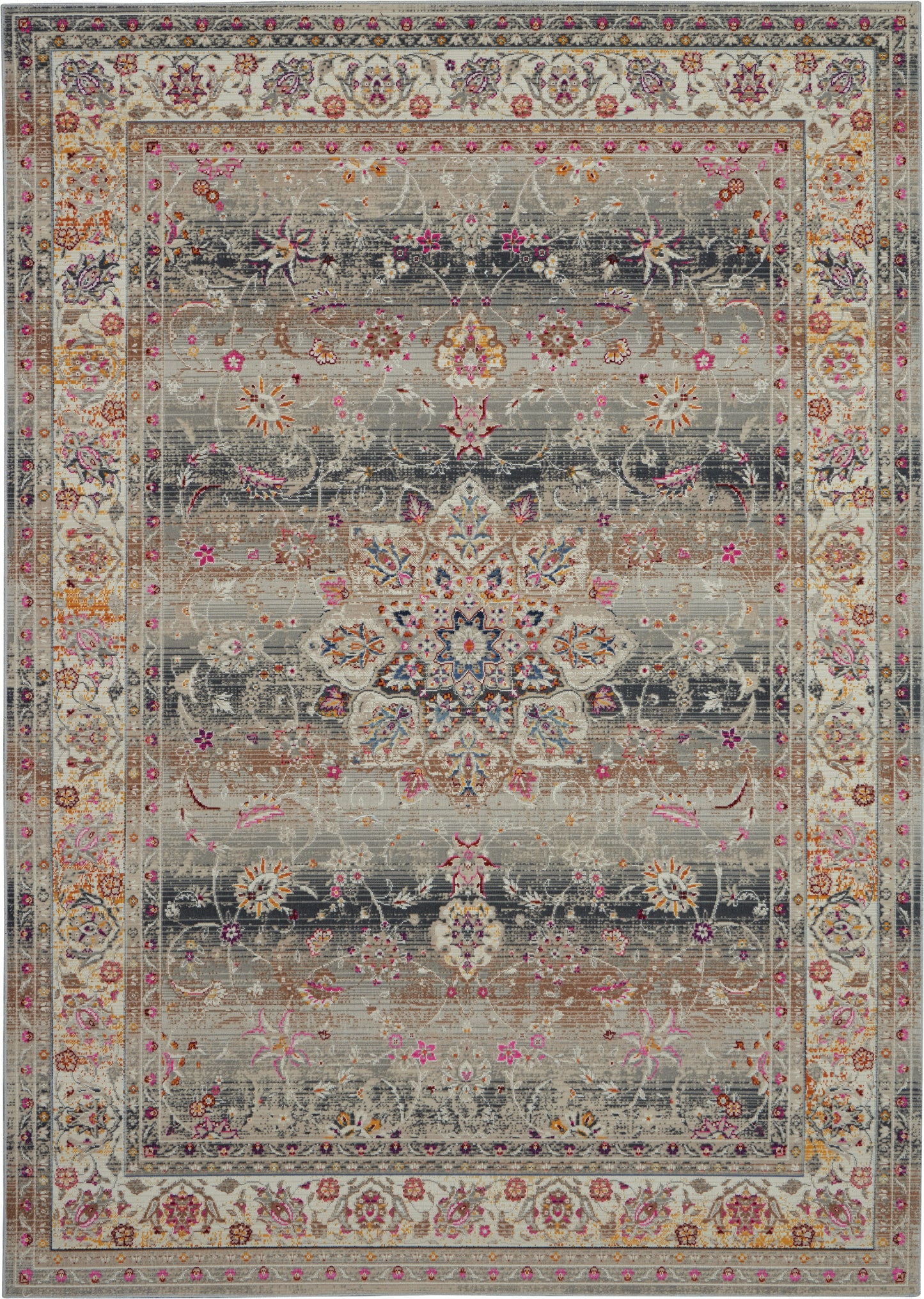 Nourison Home Vintage Kashan VKA01 Grey  Traditional Machinemade Rug