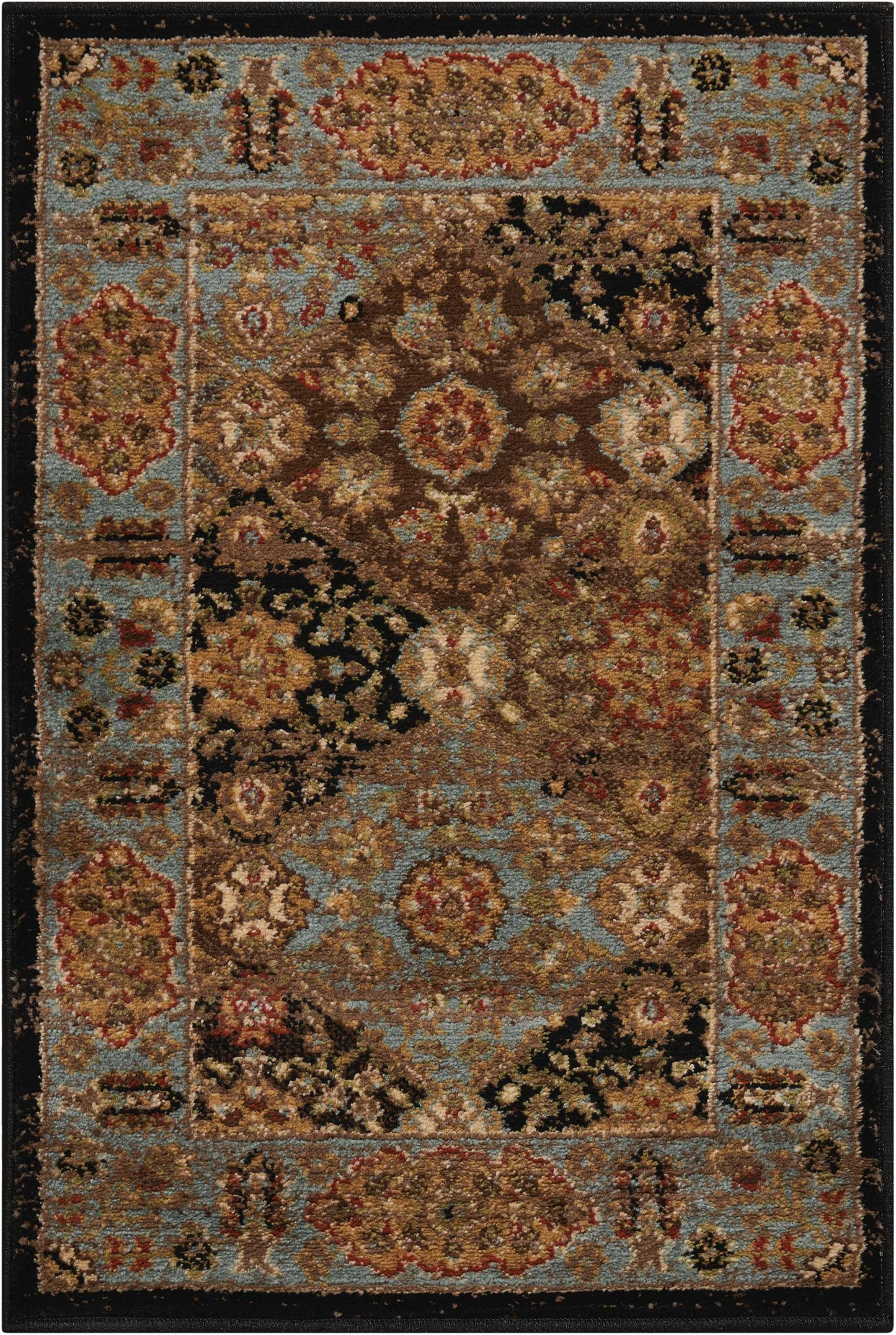 Nourison Home Delano DEL03 Black Blue Traditional Machinemade Rug