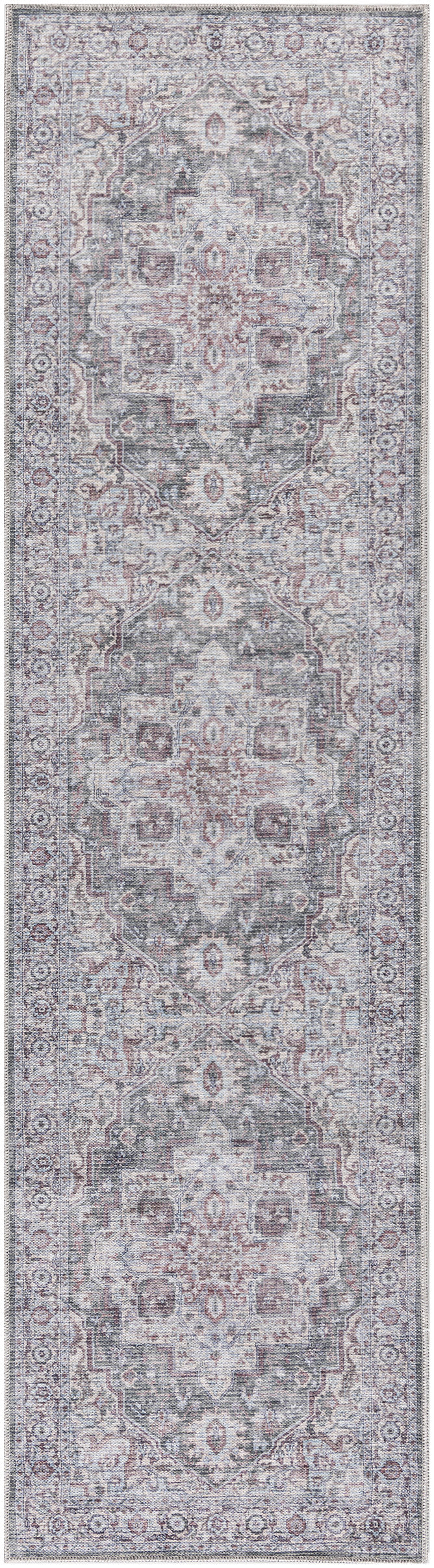 Nicole Curtis Machine Washable Series 1 SR101 Ivory Grey  Traditional Machinemade Rug