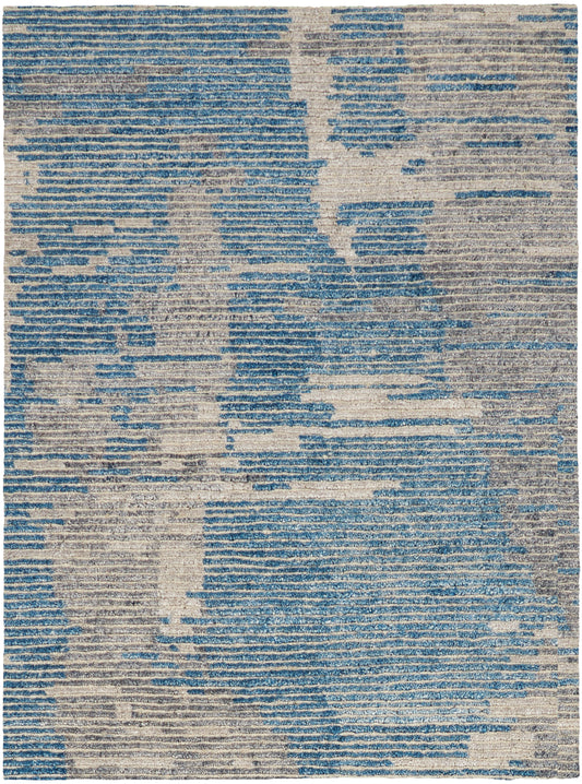 Nourison Home Ellora ELL01 Blue Contemporary Knotted Rug