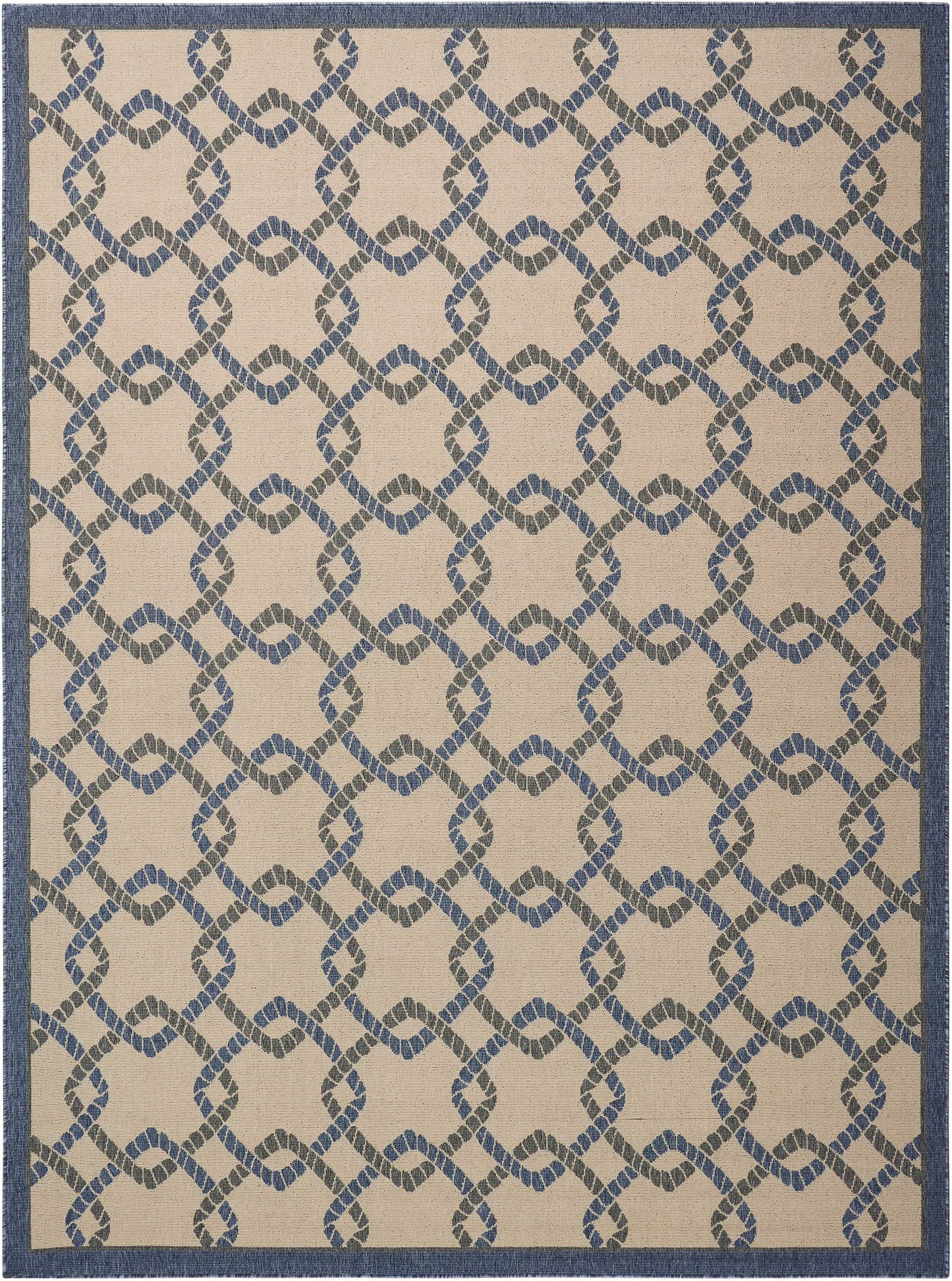 Nourison Home Caribbean CRB16 Ivory Blue  Transitional Machinemade Rug