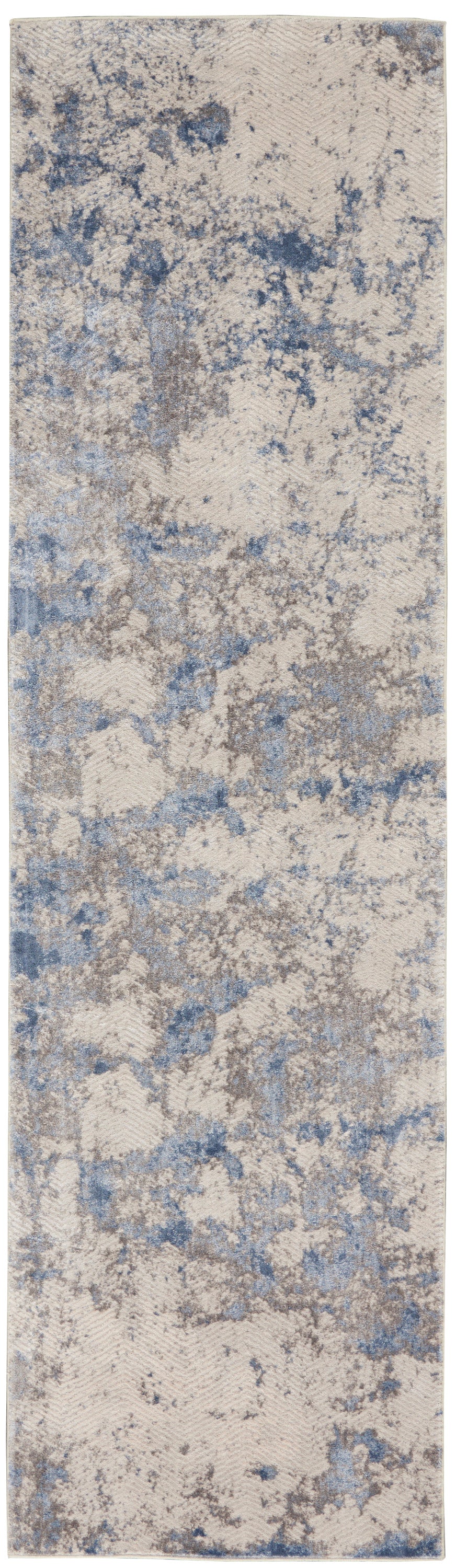 Nourison Home Silky Textures SLY04 Blue Ivory Grey Contemporary Machinemade Rug