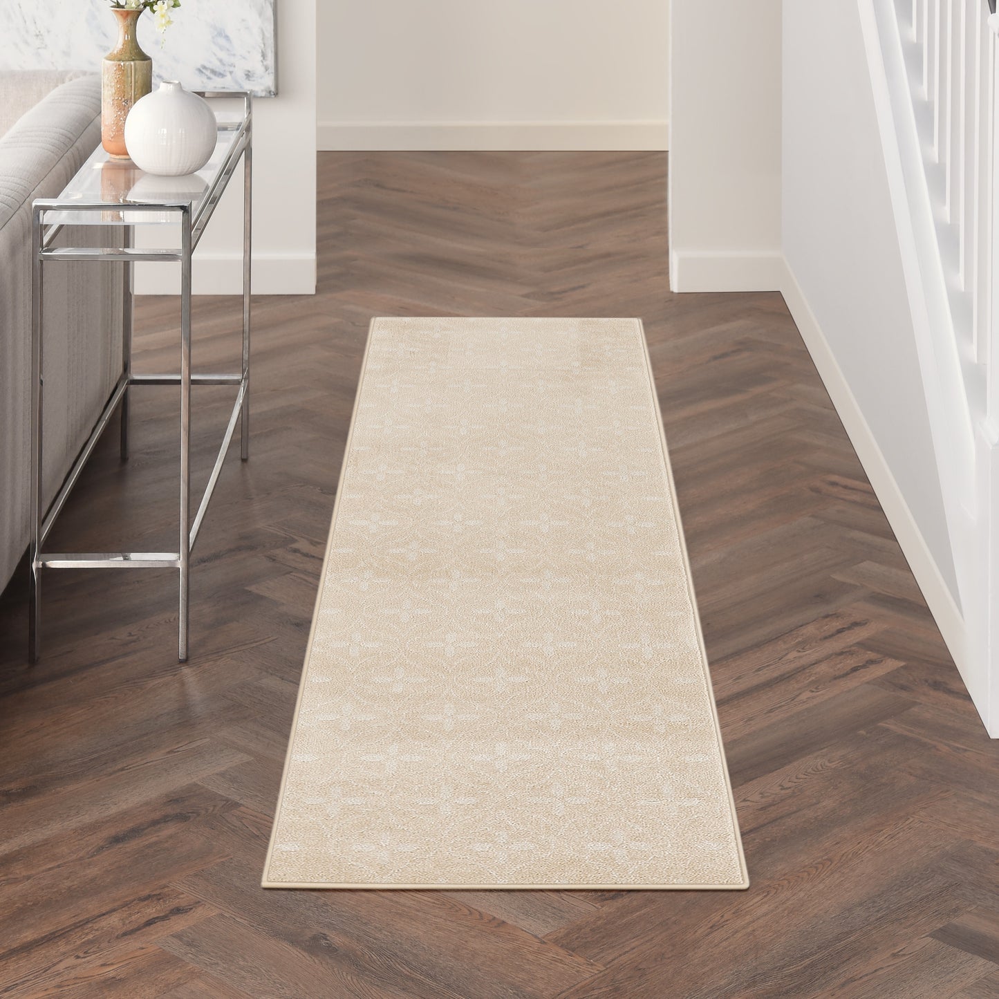 Nourison Home Nourison Essentials NRE04 Ivory Beige  Contemporary Machinemade Rug