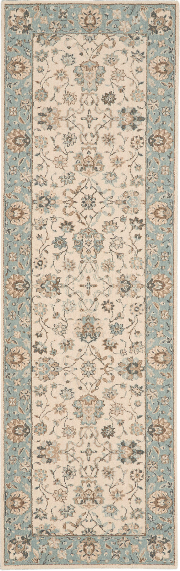 Nourison Home Living Treasures LI16 Ivory Aqua  Traditional Loom Rug