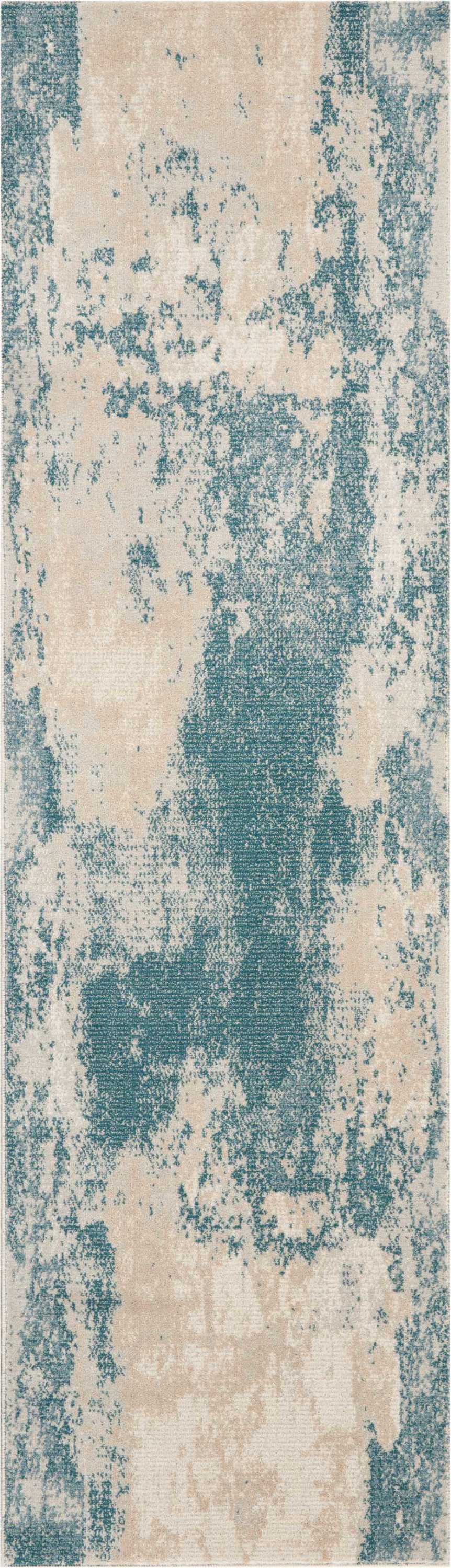 Nourison Home Maxell MAE13 Ivory Teal Contemporary Machinemade Rug