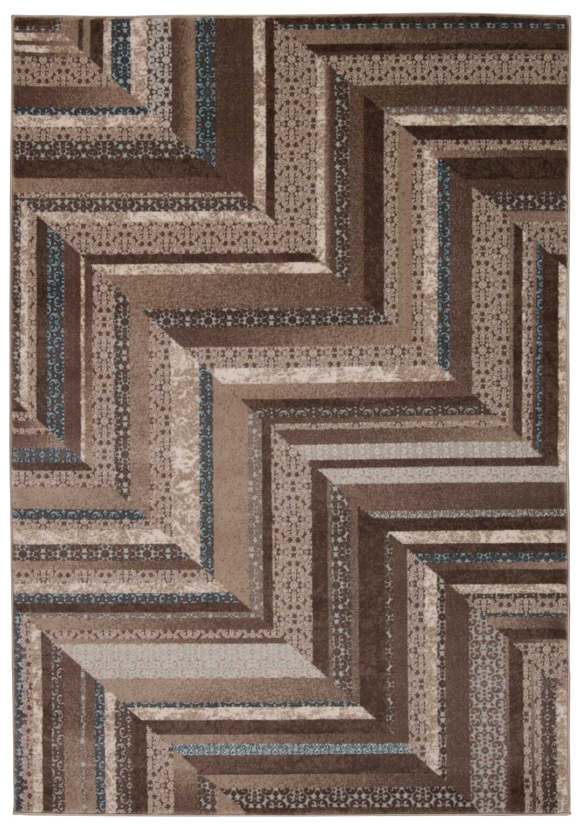 Nourison Home Soho SOH01 Mocha Blue Contemporary Machinemade Rug