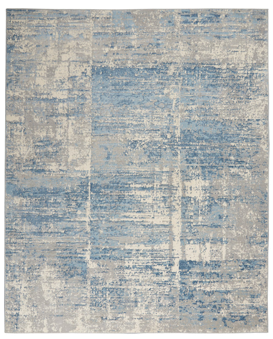 Nourison Home Solace SLA02 Ivory Grey Blue  Contemporary Machinemade Rug