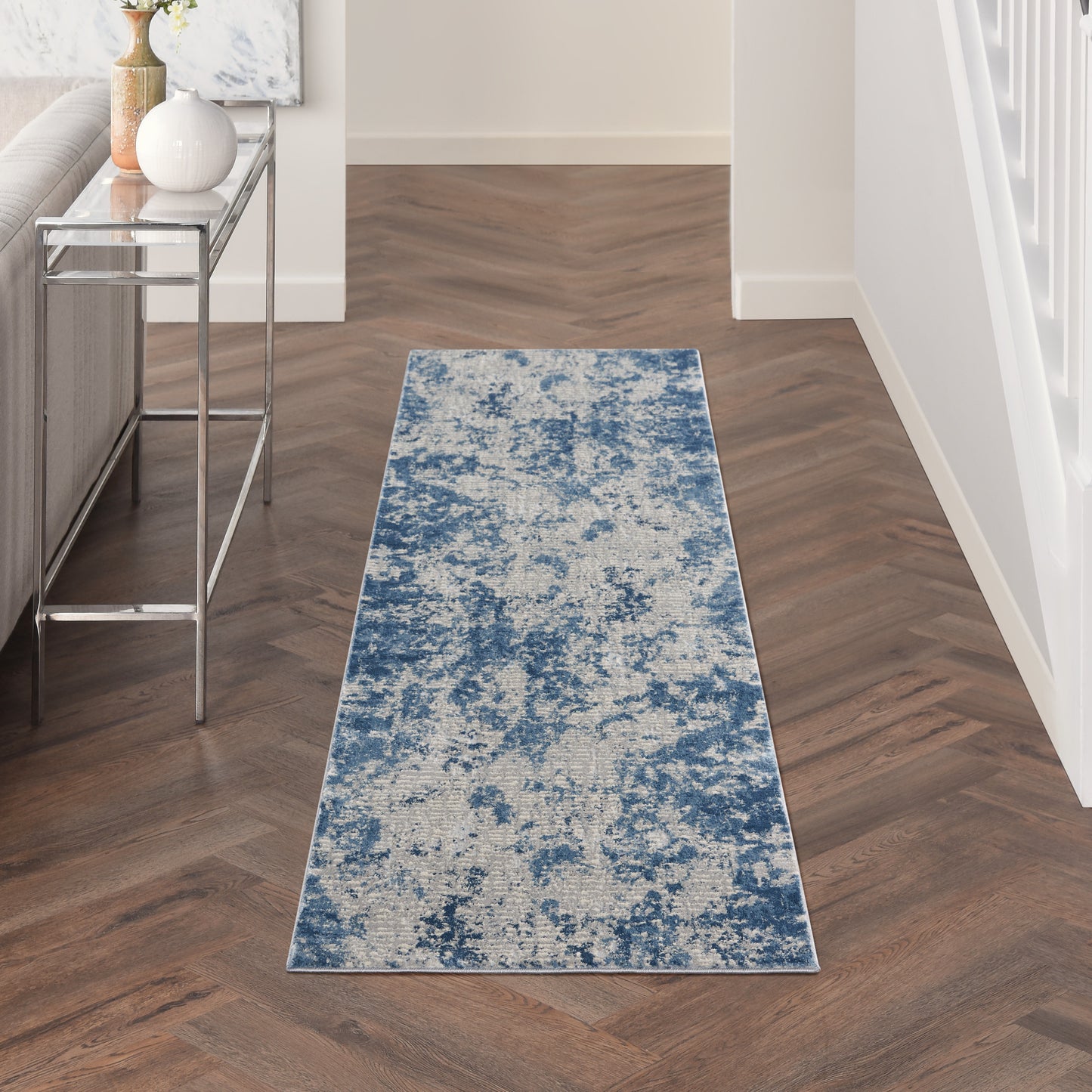 Nourison Home Rustic Textures RUS16 Grey Blue  Contemporary Machinemade Rug