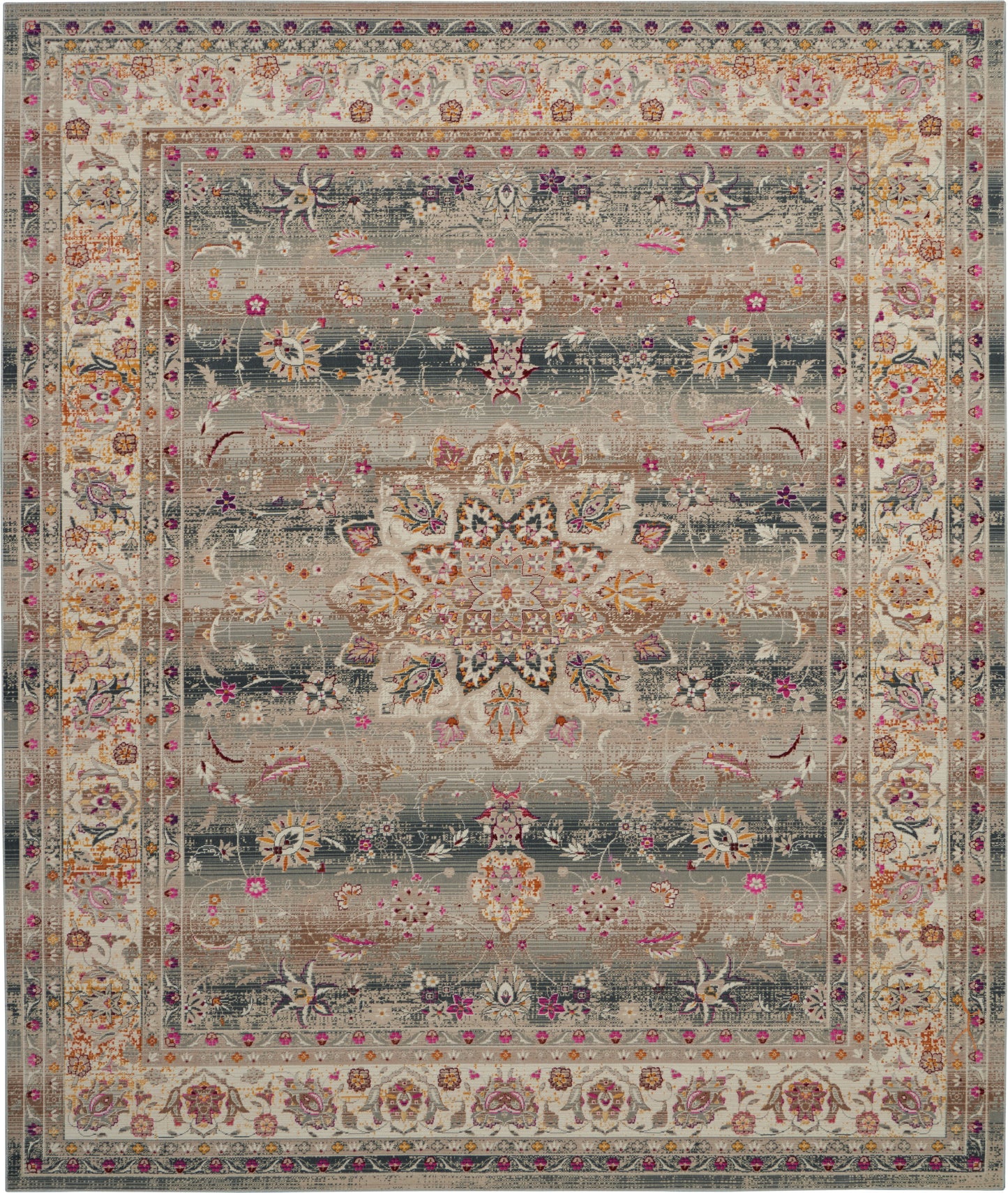 Nourison Home Vintage Kashan VKA01 Grey  Traditional Machinemade Rug