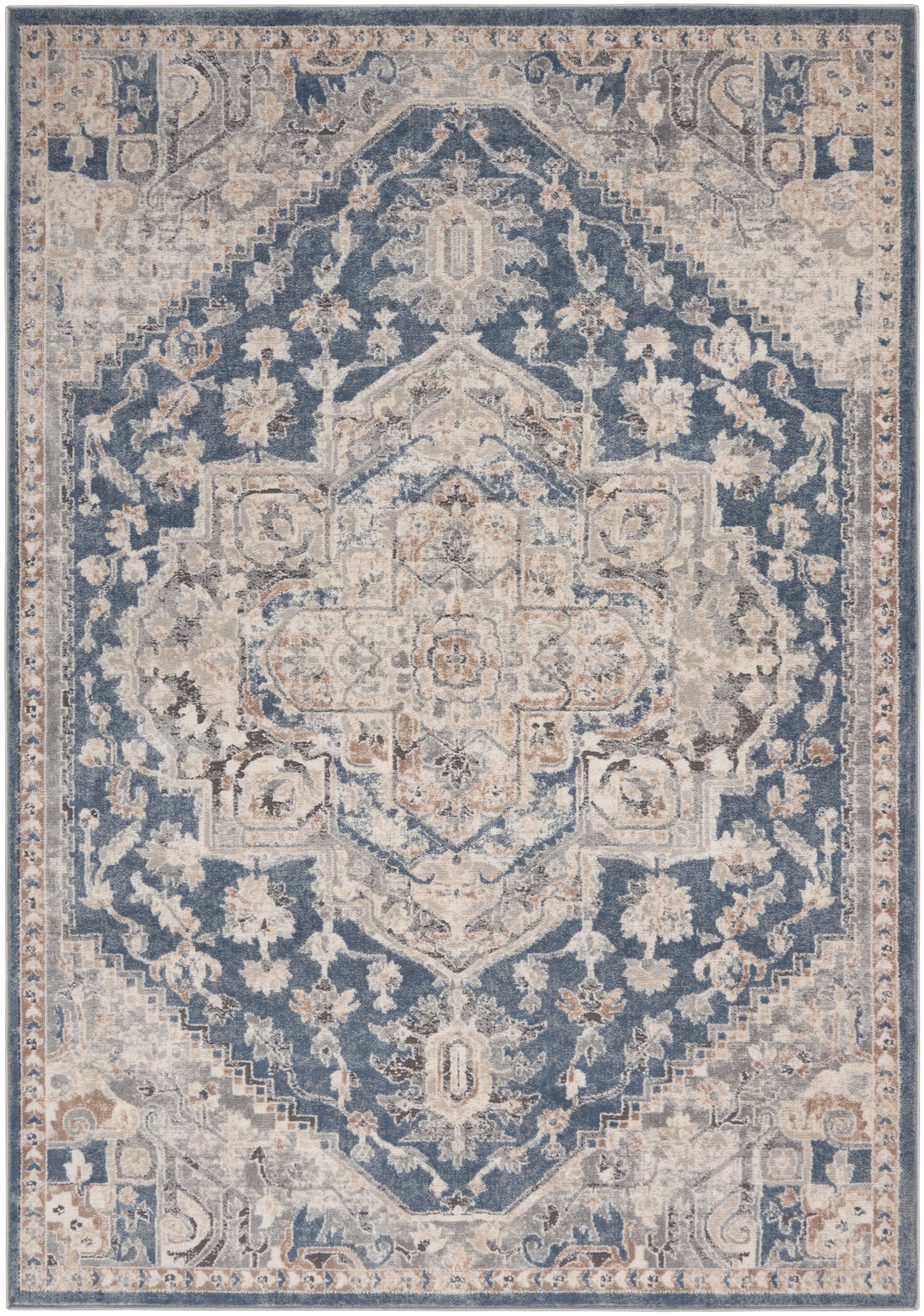 Nourison Home Quarry QUA08 Ivory Blue  Traditional Machinemade Rug