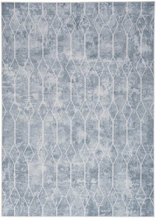 Nicole Curtis Machine Washable Series 1 SR107 Blue Grey Contemporary Machinemade Rug