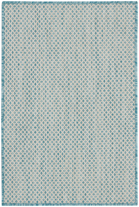 Nourison Home Courtyard COU01 Ivory Aqua Contemporary Machinemade Rug