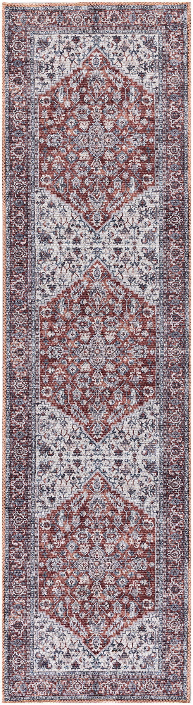 Nicole Curtis Machine Washable Series 1 SR104 Brick Ivory  Traditional Machinemade Rug