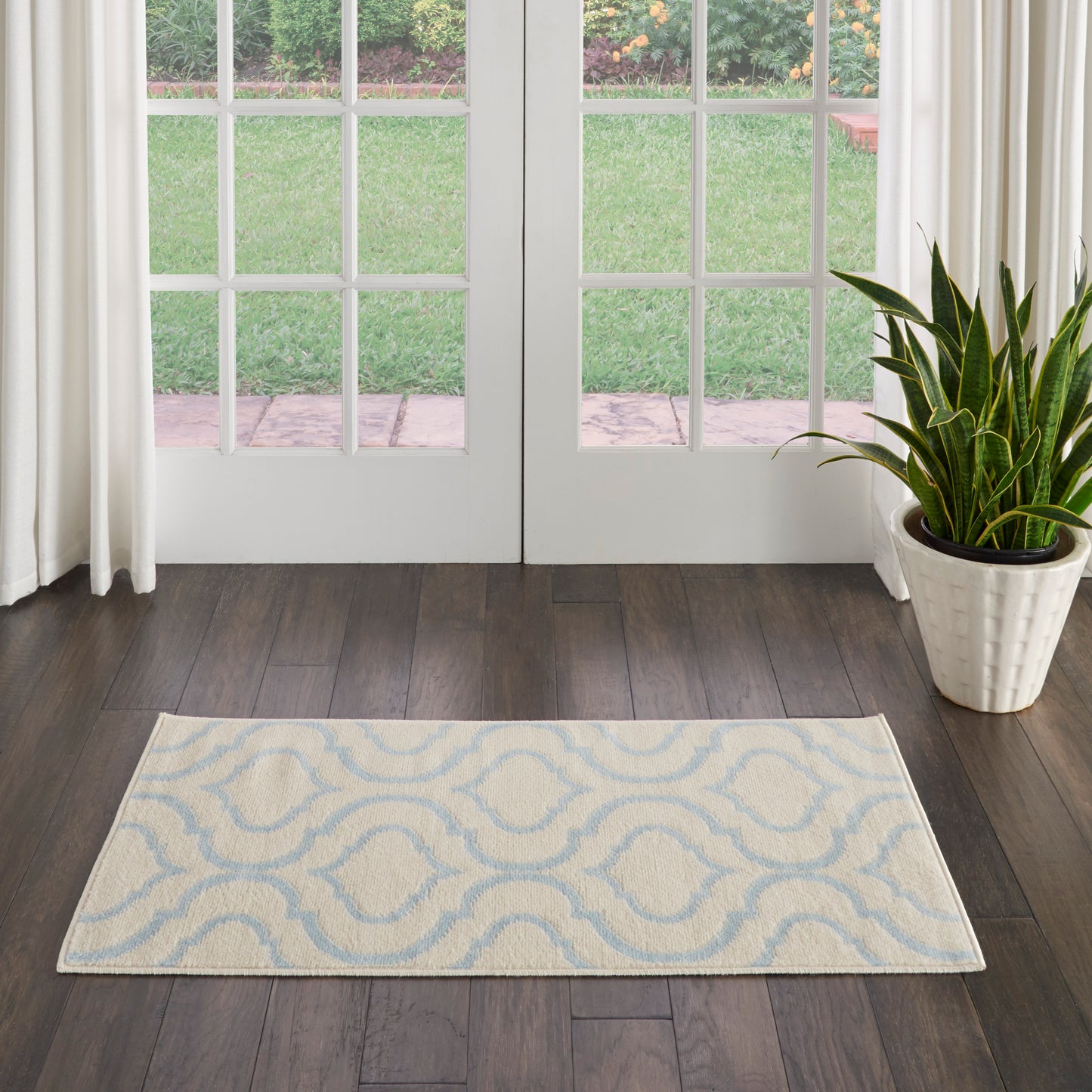 Nourison Home Jubilant JUB19 Ivory Blue  Transitional Machinemade Rug