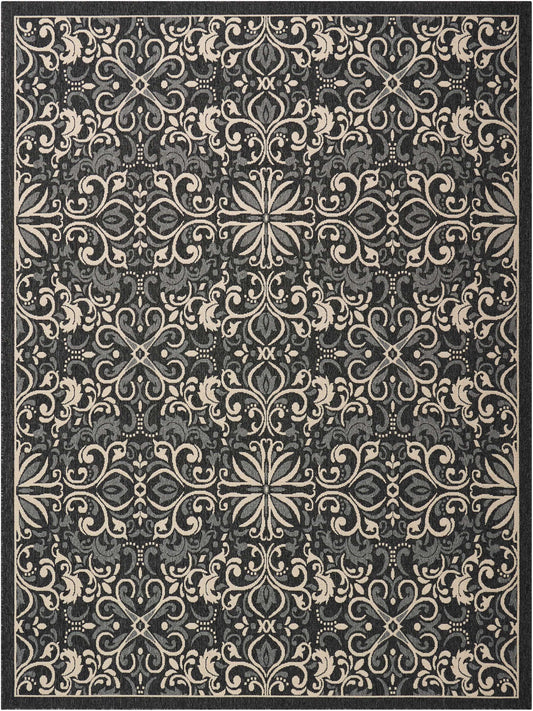 Nourison Home Caribbean CRB12 Charcoal  Transitional Machinemade Rug