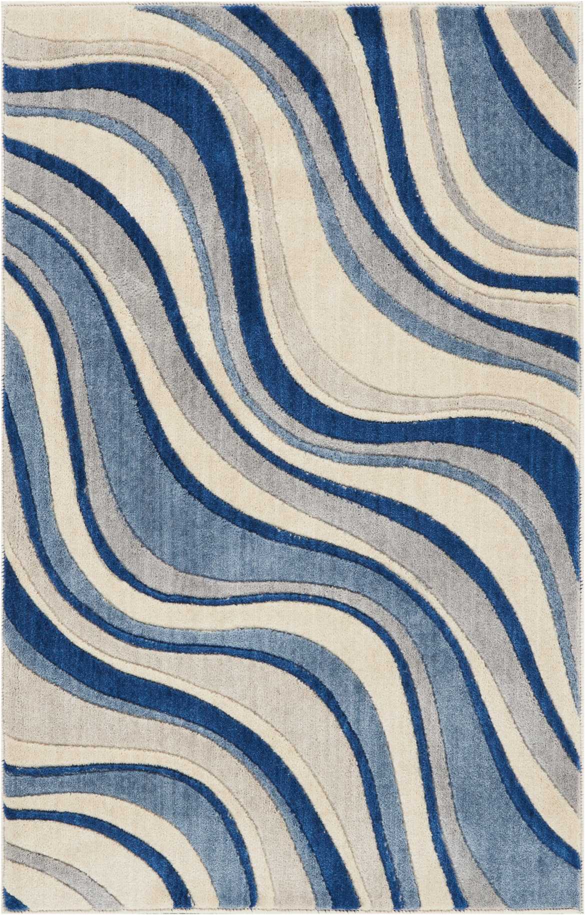 Nourison Home Somerset ST81 Ivory Blue  Contemporary Machinemade Rug