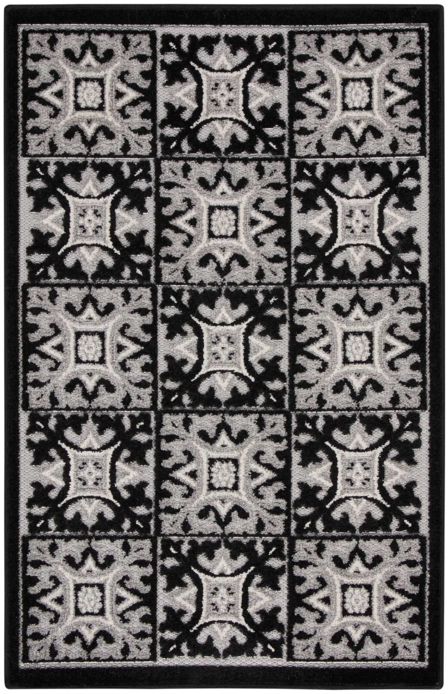 Nourison Home Aloha ALH34 Black White Contemporary Machinemade Rug