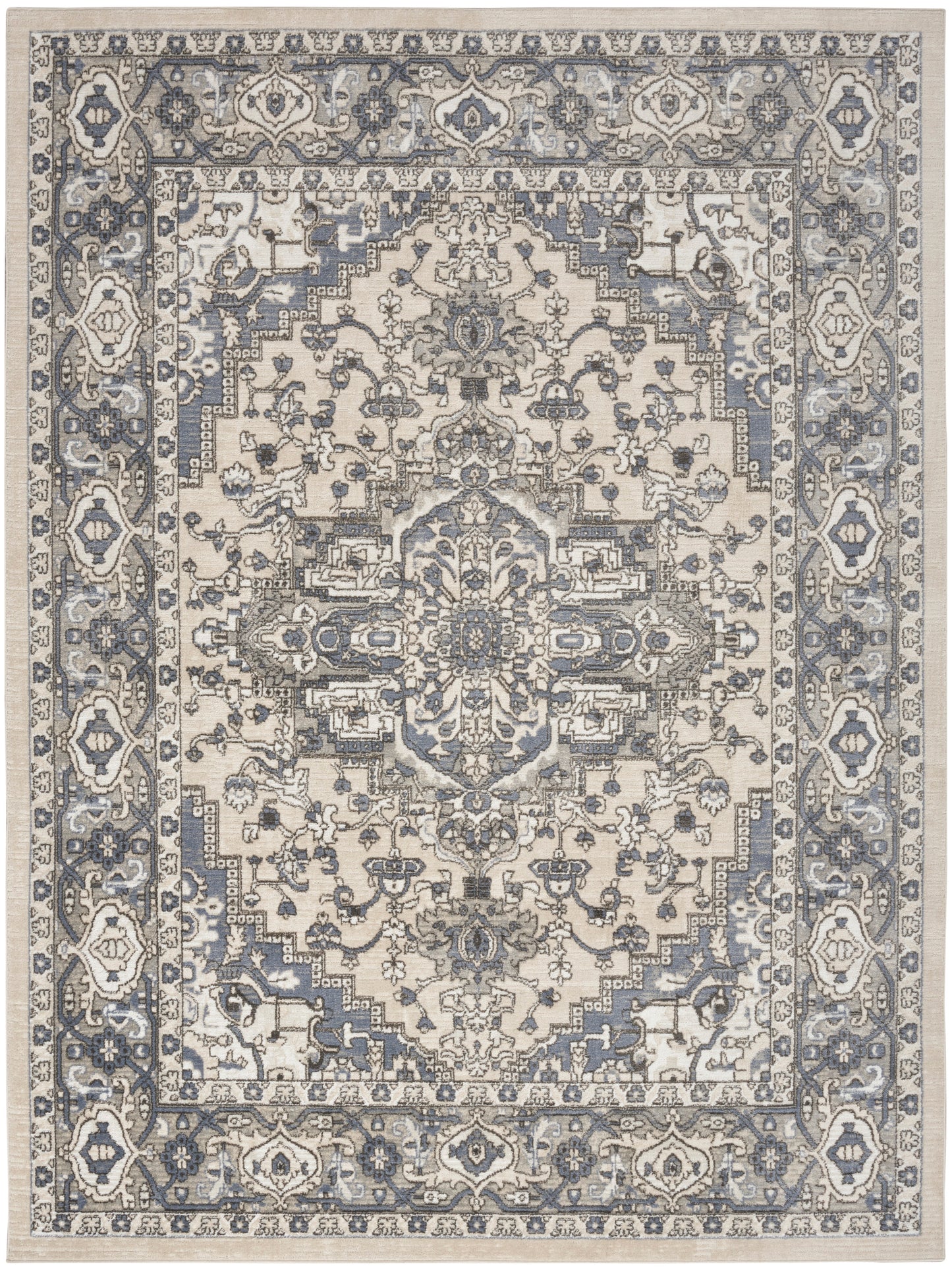 Nourison Home Quarry QUA05 Ivory Blue  Transitional Machinemade Rug