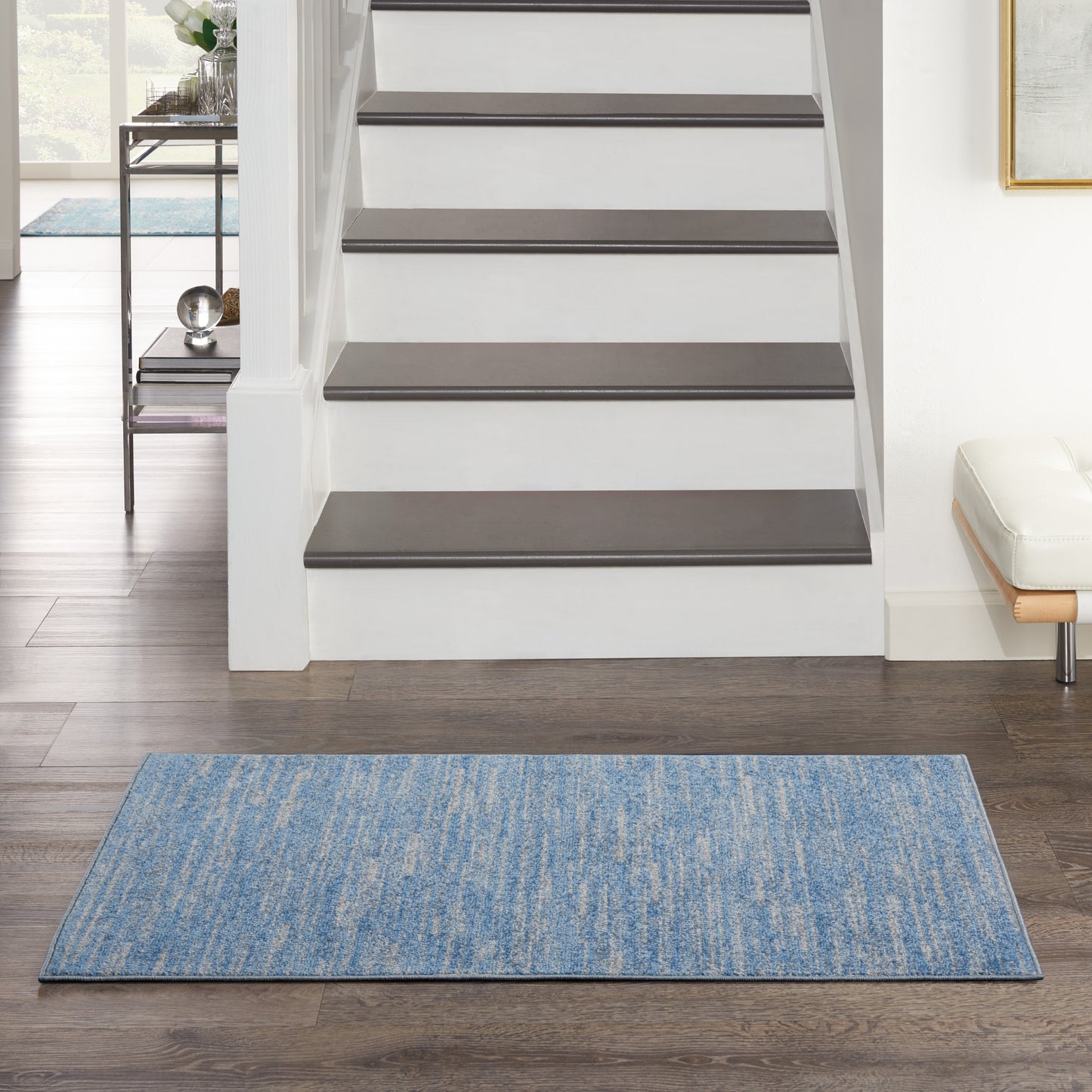 Nourison Home Nourison Essentials NRE01 Blue Grey  Contemporary Machinemade Rug