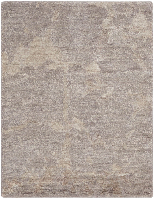 Nourison Home Silk Shadows SHA02 Silver Contemporary Knotted Rug