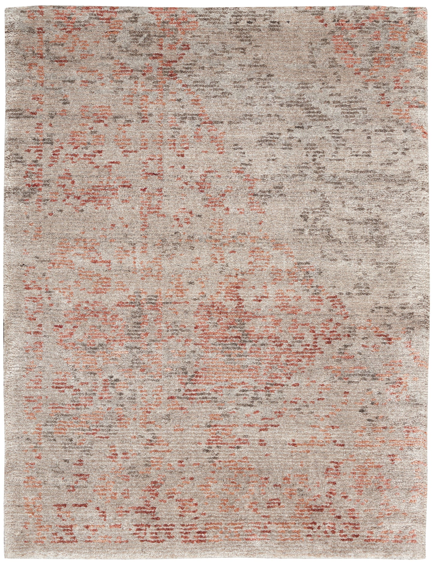 Nourison Home Lucent LCN07 Silver Red Transitional Knotted Rug