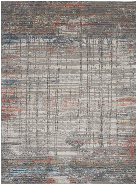 Nourison Home Rustic Textures RUS12 Grey Multi  Contemporary Machinemade Rug