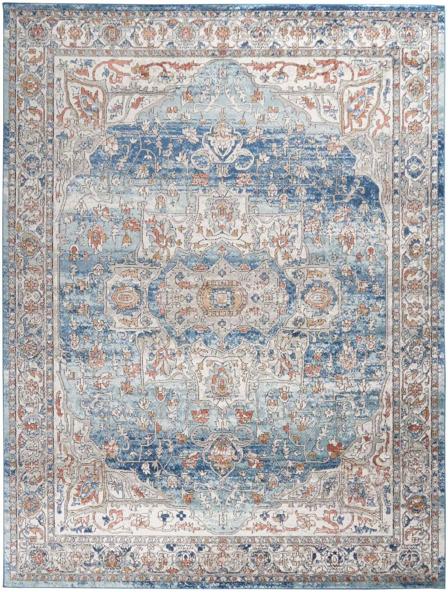 Nourison Home Quarry QUA11 Ivory Blue  Traditional Machinemade Rug