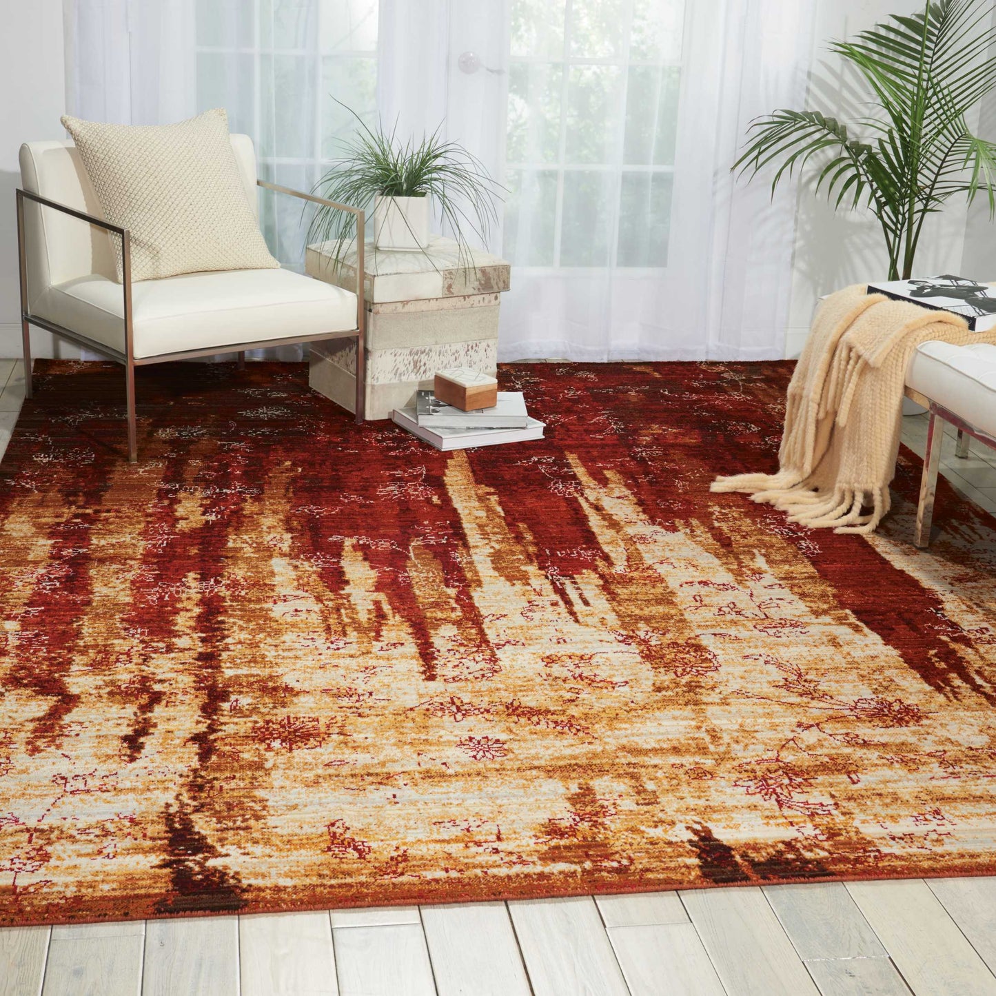 Nourison Home Rhapsody RH006 Gold Garnet  Transitional Loom Rug