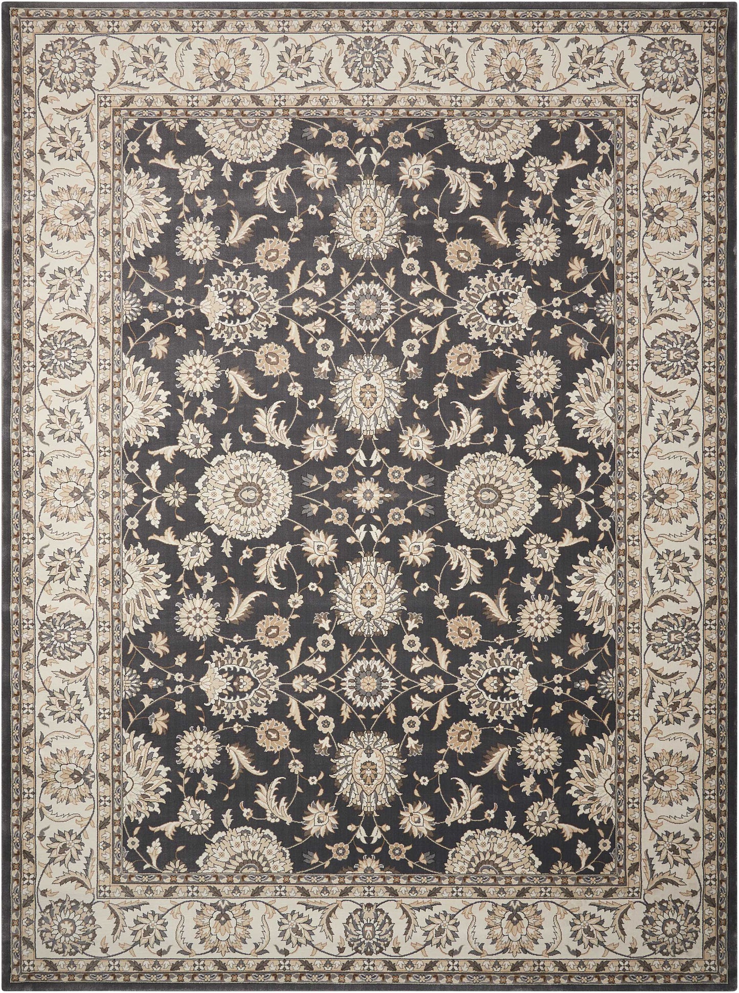 Nourison Home Persian Crown PC002 Charcoal Ivory Traditional Machinemade Rug