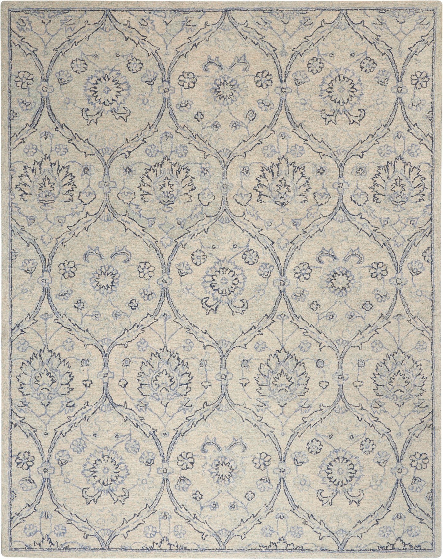 Nourison Home Jazmine JAZ03 Ivory Blue  Traditional Tufted Rug