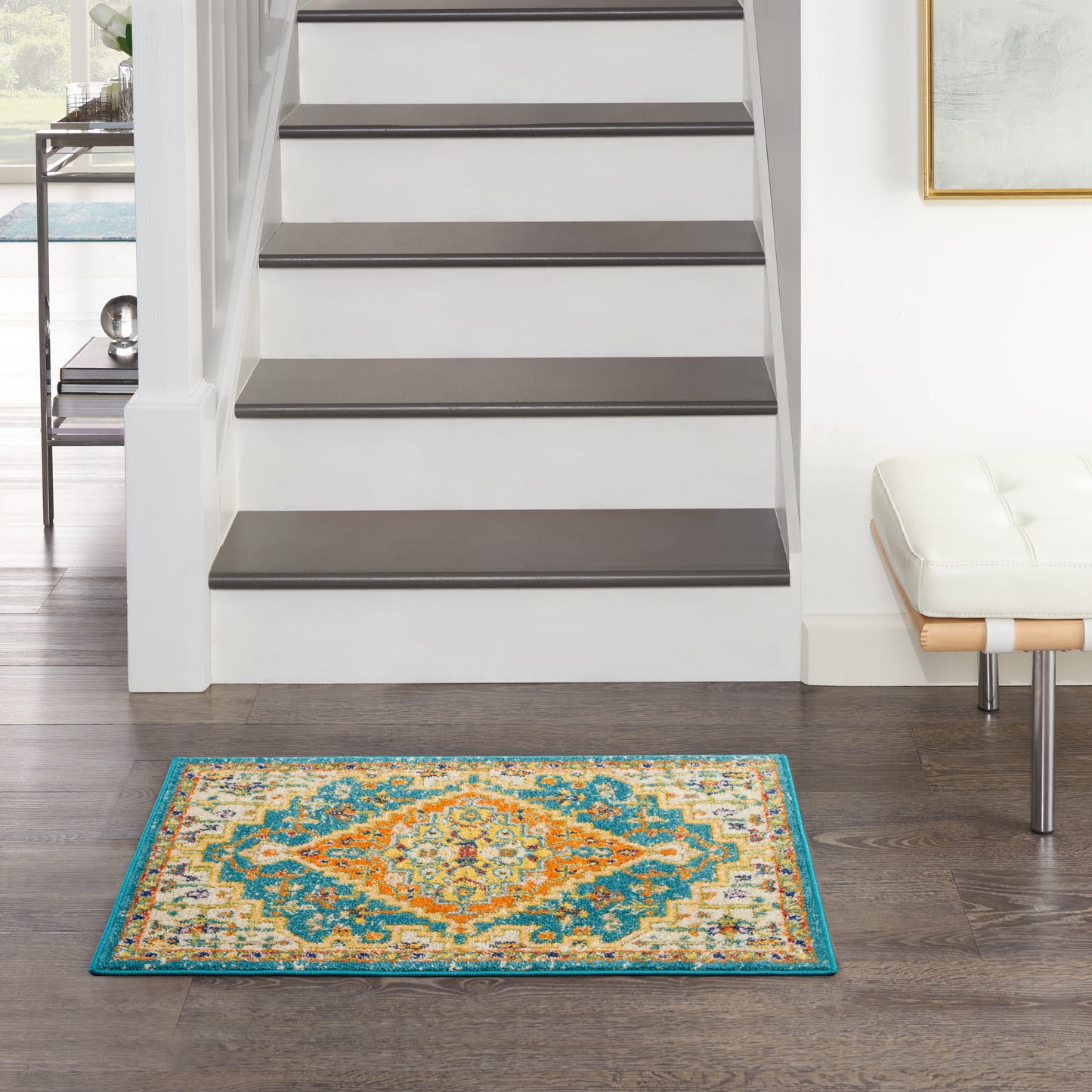 Nourison Home Allur ALR01 Turquoise Ivory  Transitional Machinemade Rug