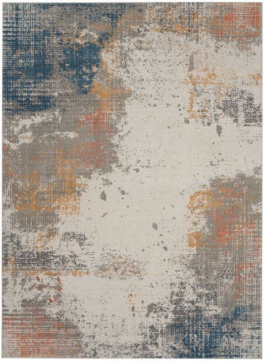 Nourison Home Rustic Textures RUS13 Grey Blue  Contemporary Machinemade Rug