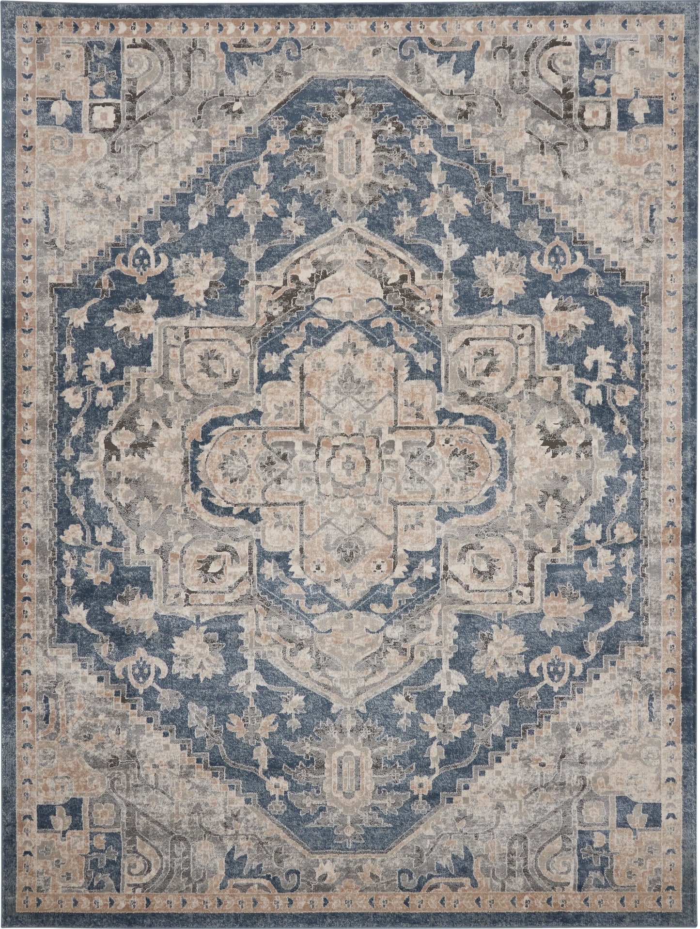 Nourison Home Quarry QUA08 Ivory Blue  Traditional Machinemade Rug