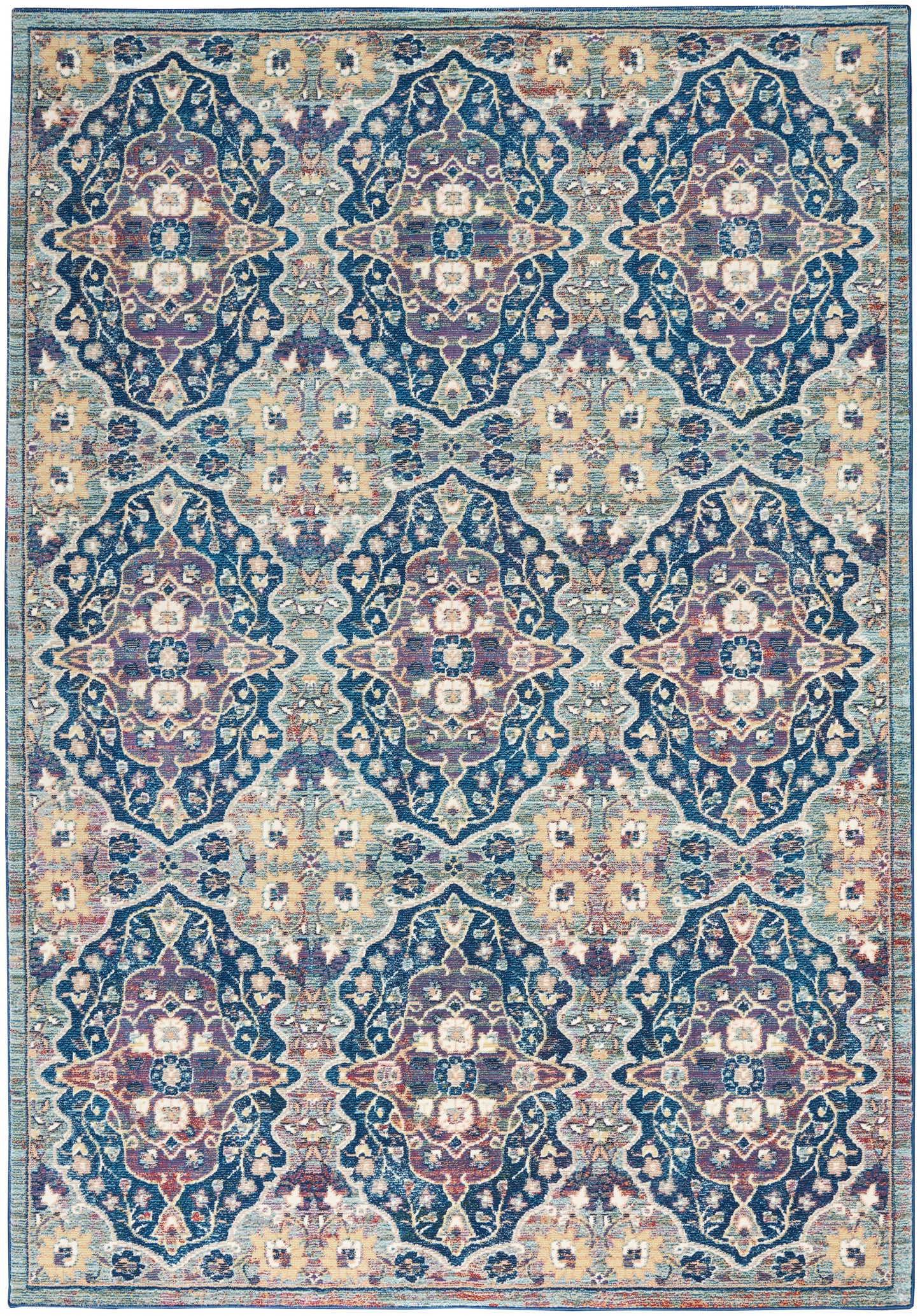 Nourison Home Ankara Global ANR16 Navy Multicolor  Transitional Machinemade Rug