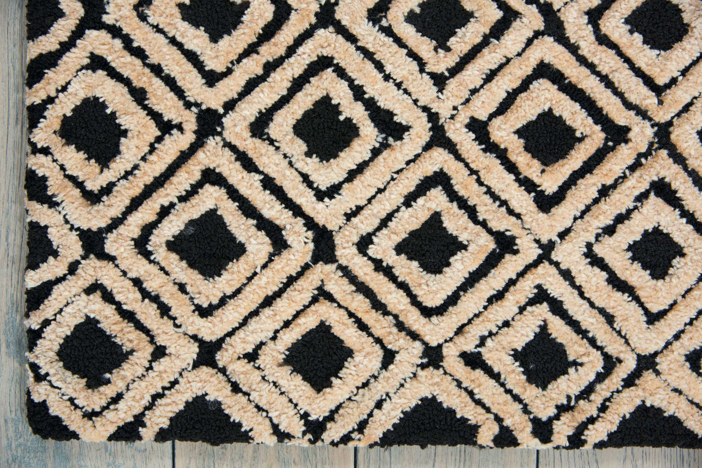 Nourison Home Deco Mod DEC02 Black Beige  Transitional Tufted Rug