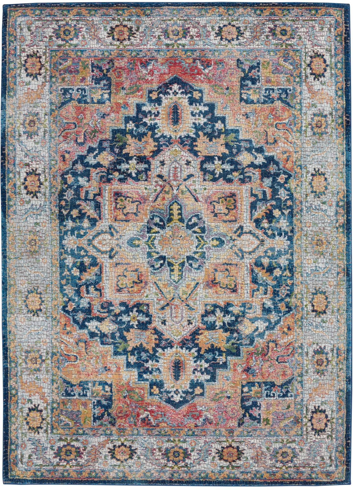 Nourison Home Ankara Global ANR11 Blue Multicolor  Traditional Machinemade Rug